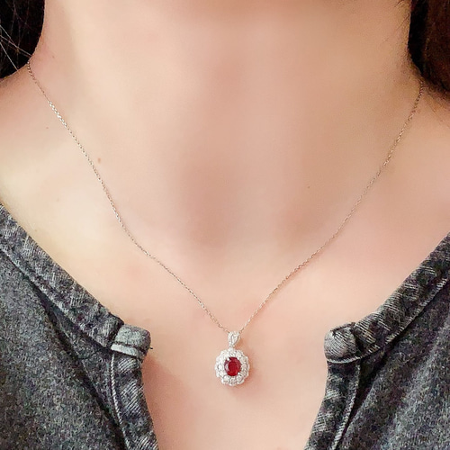 天然ダイヤモンド付きルビーペンダントトップk18 3912 ペンダント