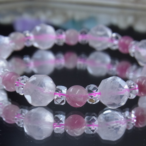 宝石質ローズクォーツ ピンクトルマリンシリカ キラキラ＆ 夢可愛い 恋