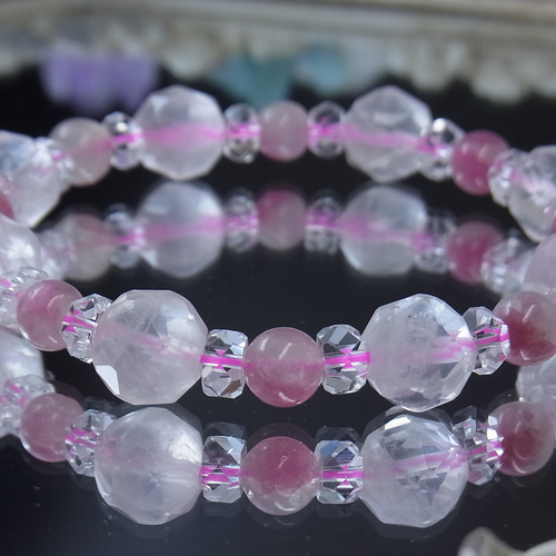 宝石質ローズクォーツ ピンクトルマリンシリカ キラキラ＆ 夢可愛い 恋