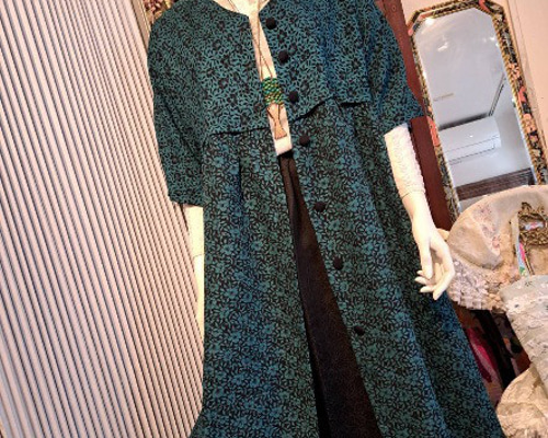 着物リメイク　ワンピース　たたき染め　正絹　作家物　ハンドメイド 着物リメイク・正絹ワンピース&コート2WAY 【一点物】(^^♪（M～L