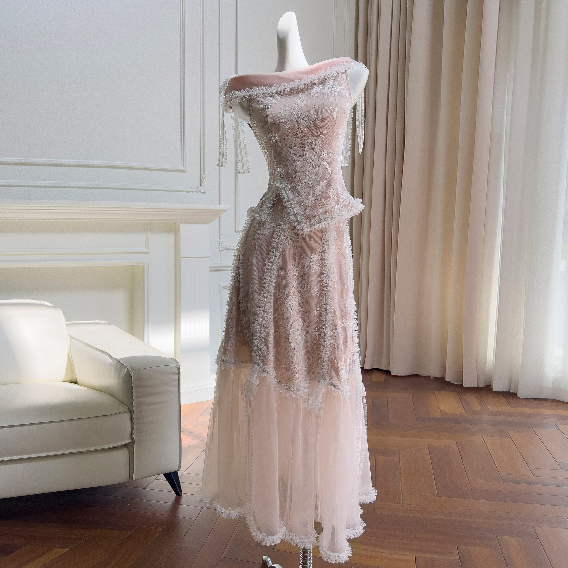 ドレス パーティードレス ウェディングドレス 上下セット ピンク 上品 高級感優雅 韓国風 結婚式 お呼ばれ 同窓会