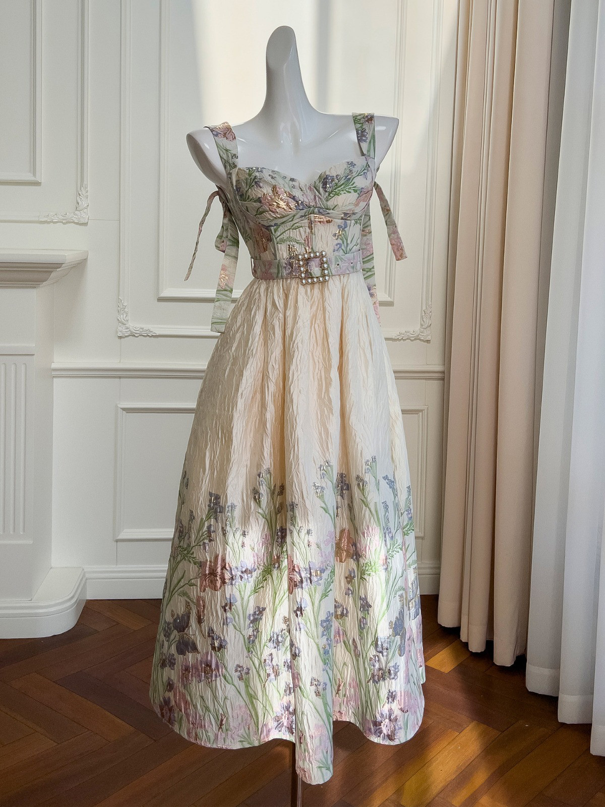 ドレス パーティードレス ウェディング ワンピース ロング 杏色 上品 高級感 優雅 韓国風 結婚式 お呼ばれ 同窓会