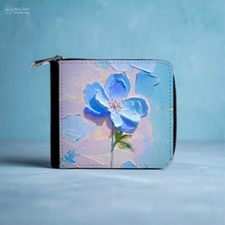 手のひらの中の絵画展~ネモフィラモチーフ~ お花 青 二つ折り財布
