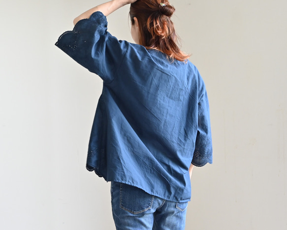 【NEW】スカラップ刺繍レースのコットンブラウス 10枚目の画像