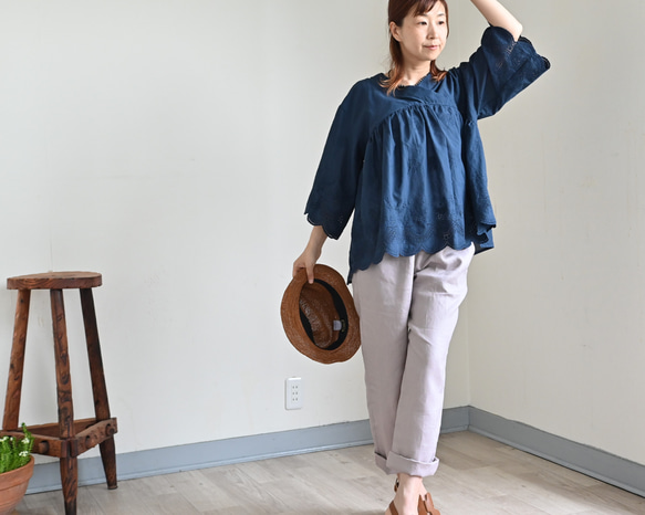【NEW】スカラップ刺繍レースのコットンブラウス 13枚目の画像