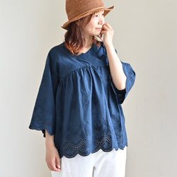 【NEW】スカラップ刺繍レースのコットンブラウス 4枚目の画像