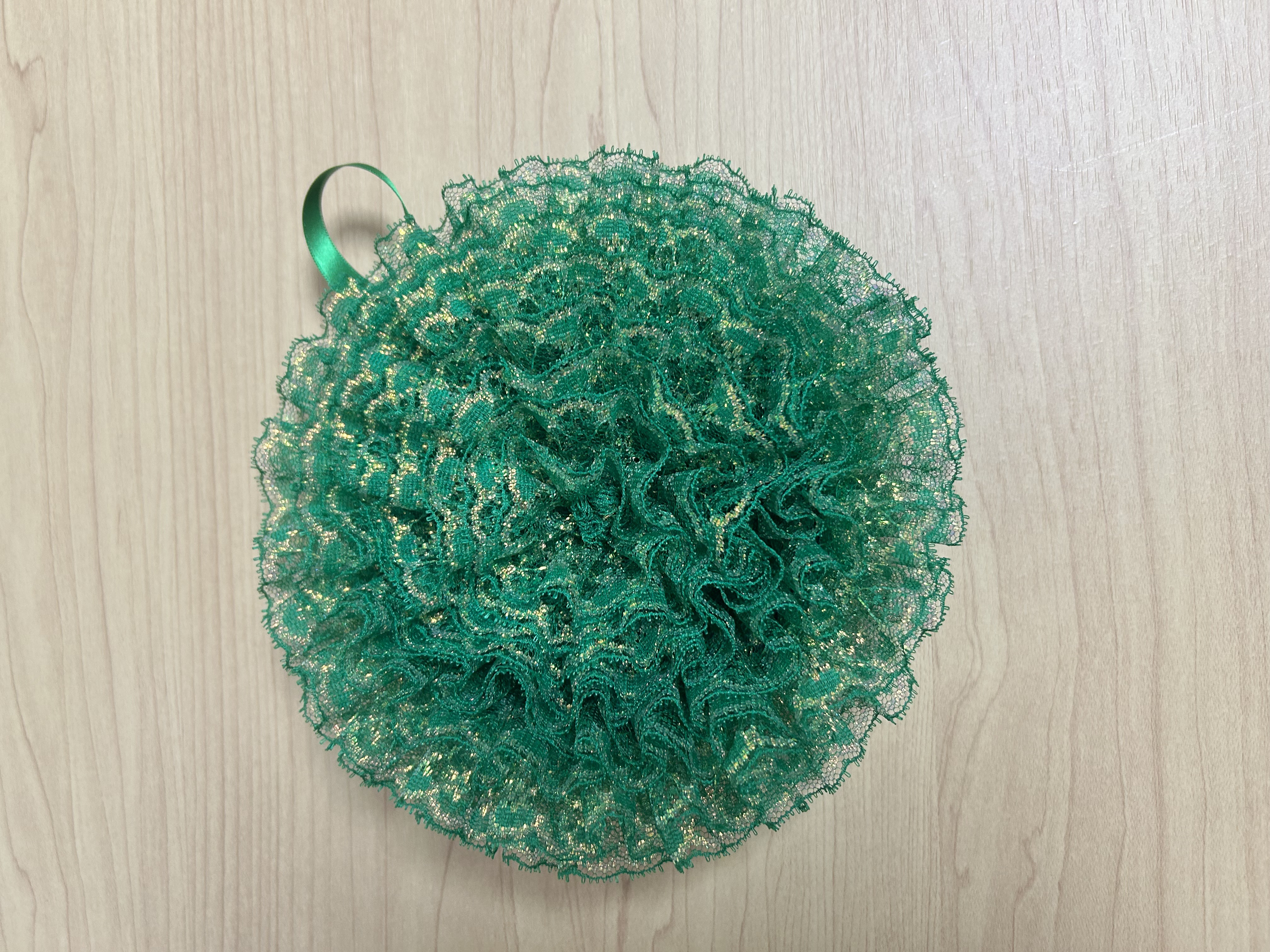 沖縄のレースたわし 緑 ラメ入り その他キッチン小物 ことぶきLABO