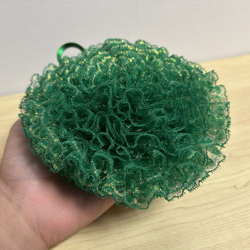 沖縄のレースたわし 緑 ラメ入り その他キッチン小物 ことぶきLABO