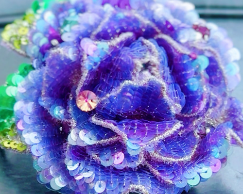 フランス）／（スパンコール）】オーロラパープル薔薇 オート