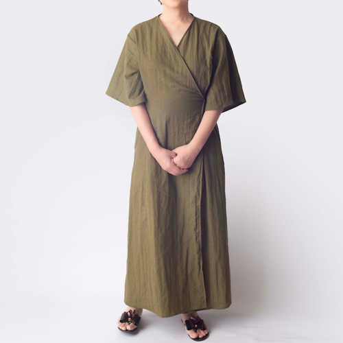 くるぶしマキシ丈 大人のカシュクールワンピース サイズS～L ウエスト