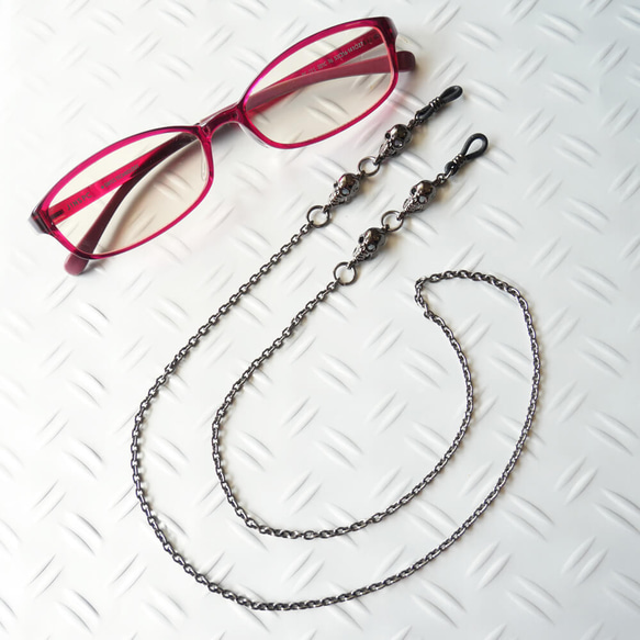 ダブルドクロ メタル グラスコード メガネチェーン ゴスロリ メガネ