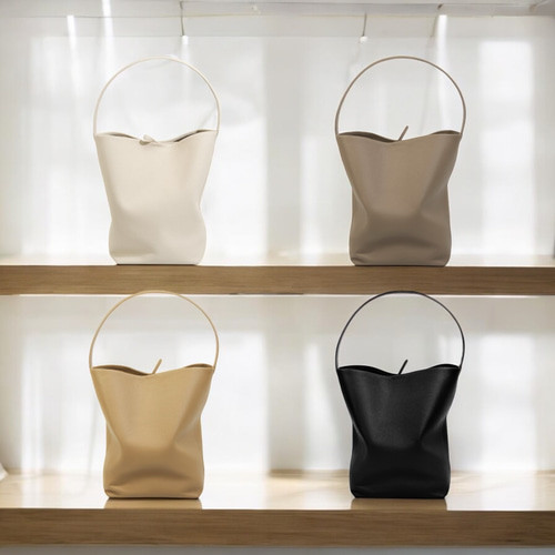 高級レザー使用 バケツ型バッグ 大容量 ショルダーバッグ ハンドバッグ