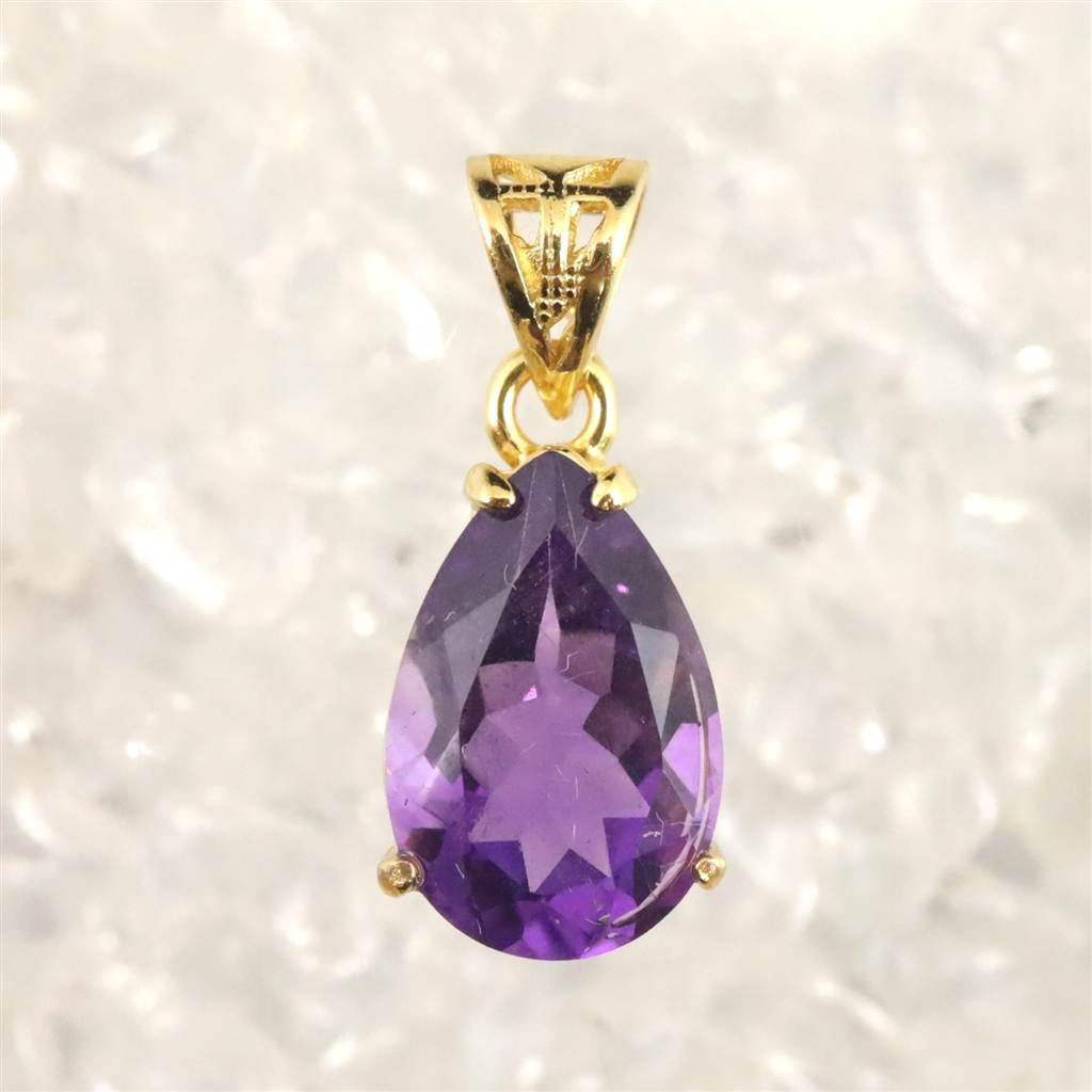 アメジスト 12ｍｍペアシェイプ型　ペンダント 18KGP 1.51g #18630