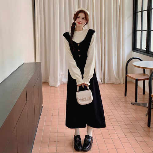 大きいサイズ 原宿　ワンピース　重ね着　レディース 秋冬　春 新品 長袖 大きいサイズ 原宿 ワンピース 重ね着 レディース 秋冬 春 新品