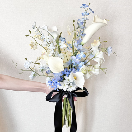 完成品】爽やか淡いブルーのブーケ／花束 結婚式 前撮り ブーケ fleur