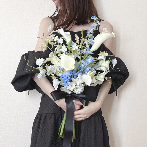 完成品】爽やか淡いブルーのブーケ／花束 結婚式 前撮り ブーケ fleur