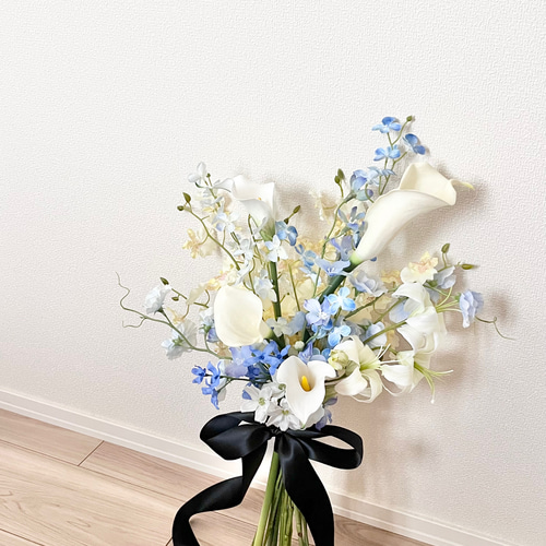 完成品】爽やか淡いブルーのブーケ／花束 結婚式 前撮り ブーケ fleur