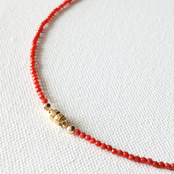 【再販】極小レッドコーラル（染）＊14Kgfマグネットクラスプ＊40cmネックレス 3枚目の画像