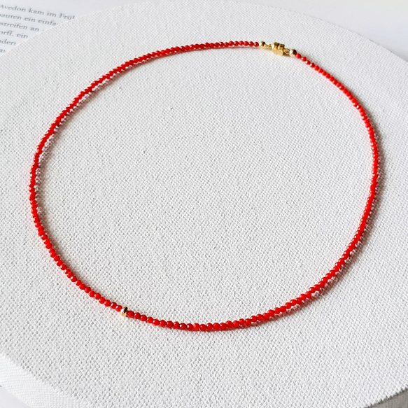 【再販】極小レッドコーラル（染）＊14Kgfマグネットクラスプ＊40cmネックレス 4枚目の画像