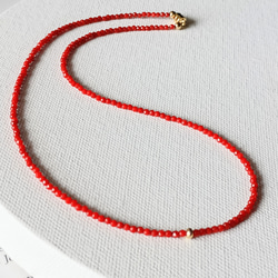 【再販】極小レッドコーラル（染）＊14Kgfマグネットクラスプ＊40cmネックレス 5枚目の画像