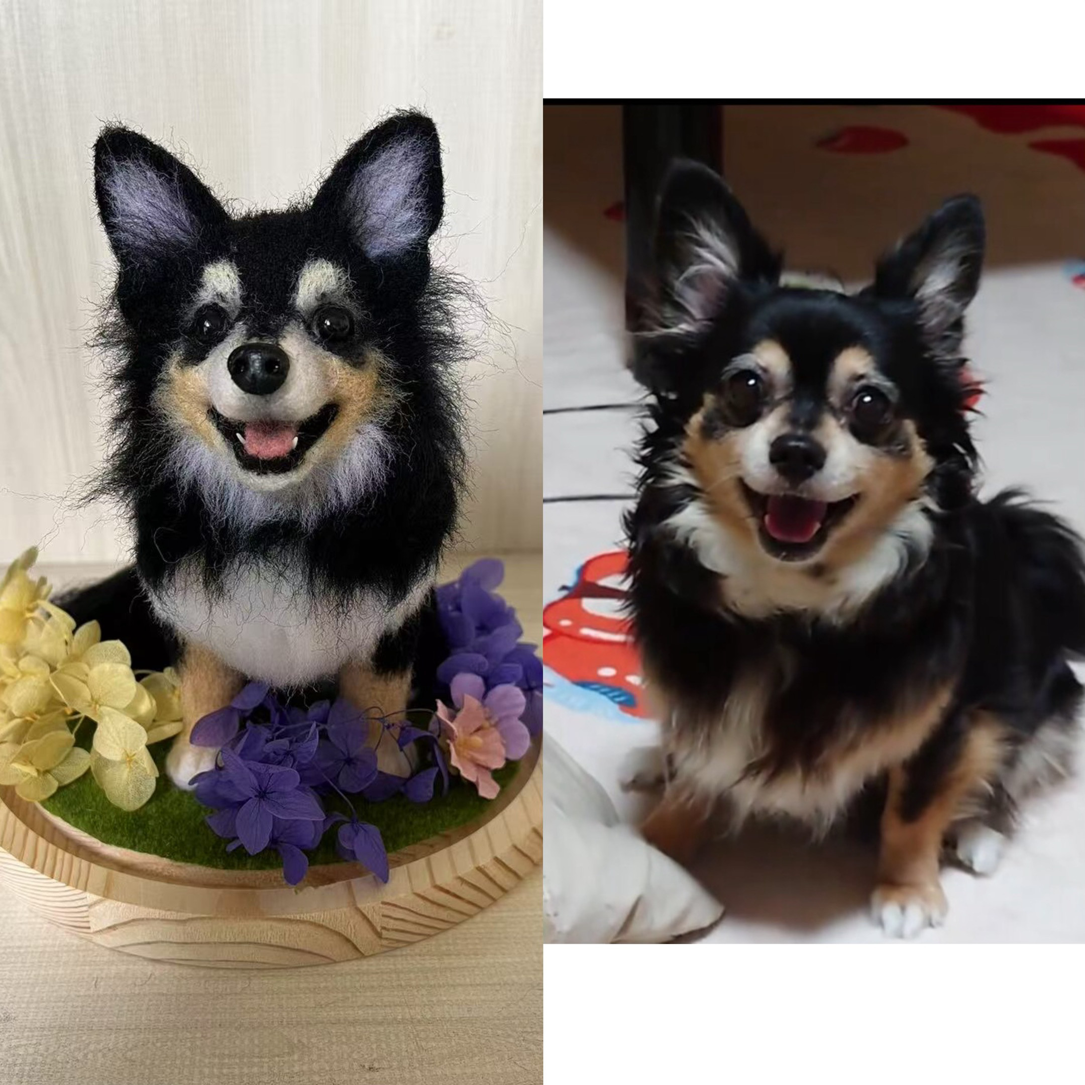 ハンドメイド　【世界に一つだけのうちの子ミニチュア】　羊毛フェルト作品　ふわふわ羊毛で作る　愛犬　愛猫　愛兎　名入り