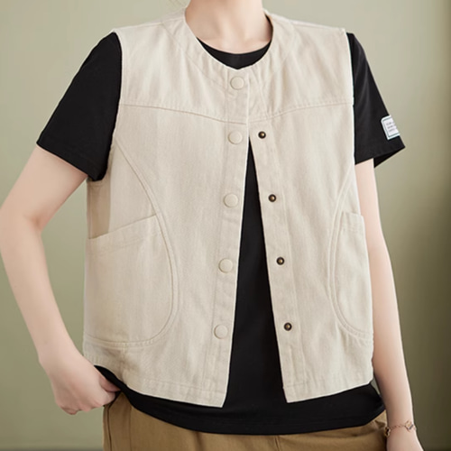 夏/綿麻/ベスト/コットンリネン/通勤通学/春秋/ゆったり/レディース