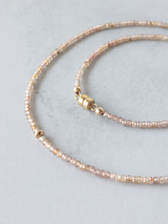 【再販！】極小ピンクジルコン＊14Kgfマグネットクラスプ＊40cmネックレス 2枚目の画像