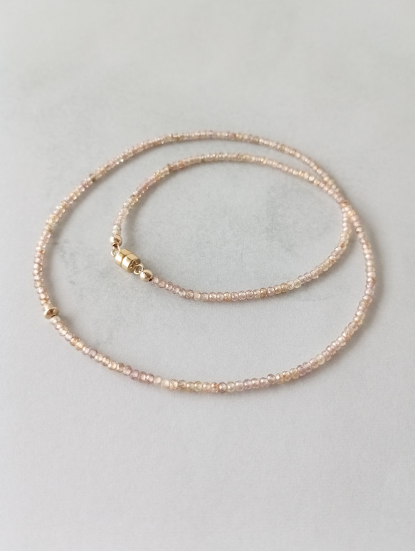 【再販！】極小ピンクジルコン＊14Kgfマグネットクラスプ＊40cmネックレス 1枚目の画像