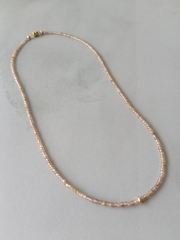 【再販！】極小ピンクジルコン＊14Kgfマグネットクラスプ＊40cmネックレス 3枚目の画像