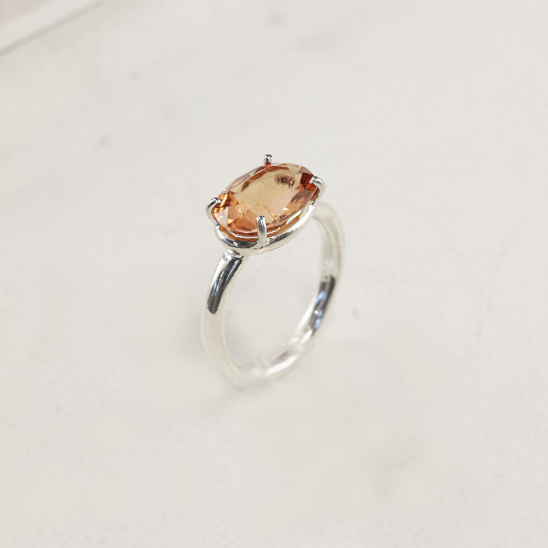 【１点もの/トルマリン/シルバーリング】オレンジトルマリン 天然石 シルバー 大きめリング