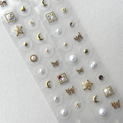 耳つぼシール 耳つぼジュエリー 耳つぼアクセサリー 透明 ゴールド 猫