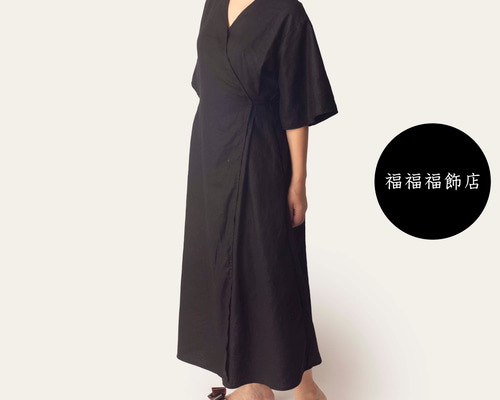 くるぶしマキシ丈 大人のカシュクールワンピース サイズS～L ウエスト