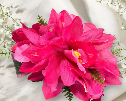 華やかなシンビジューム&ブーゲンビリア/フラダンス髪飾り/ブライダル