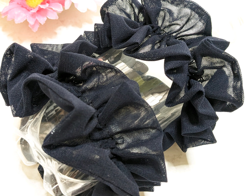 シュシュになるアームバンド（20センチ（透ける紺） シュシュ mieあっ