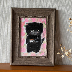 絵画。原画【黒猫ちゃんは昼寝をしている】 - 麦のアードなど