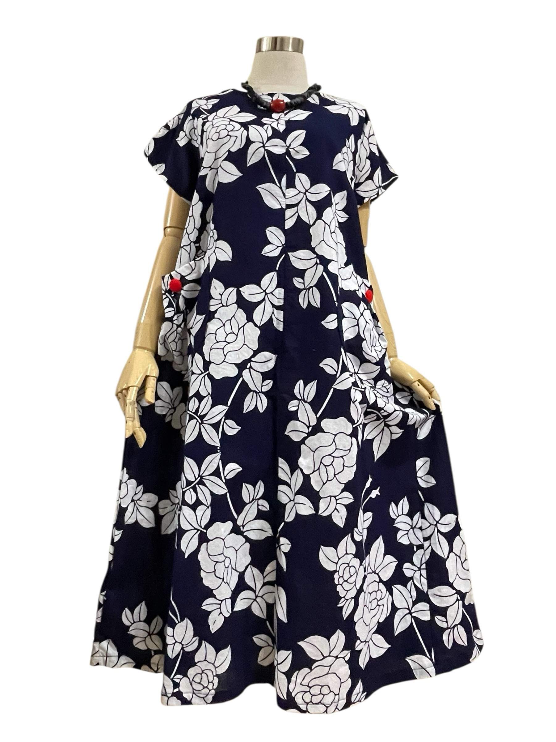 送料無料 夏‼︎ 浴衣 リメイク 綿 ロング ワンピース 軽い ゆったり 涼しい ハンドメイド