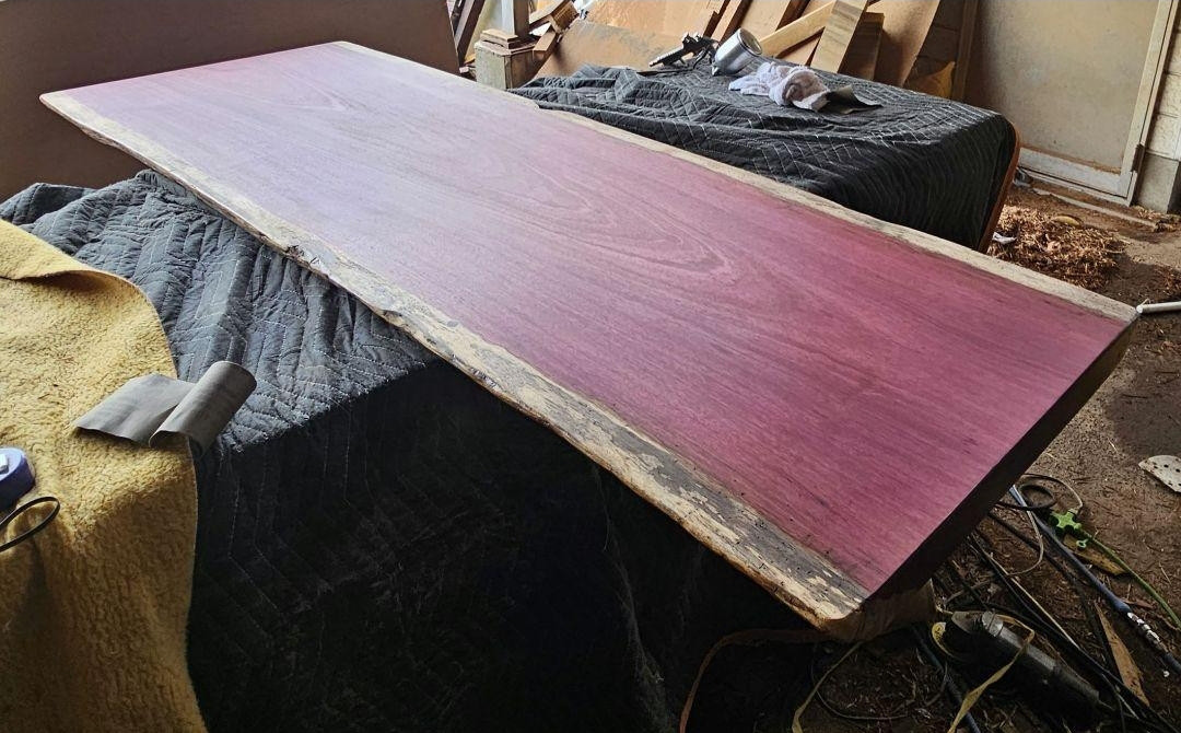 パープルハート　一枚板　ダイニングテーブル　カウンター　テーブル　ウォールナット