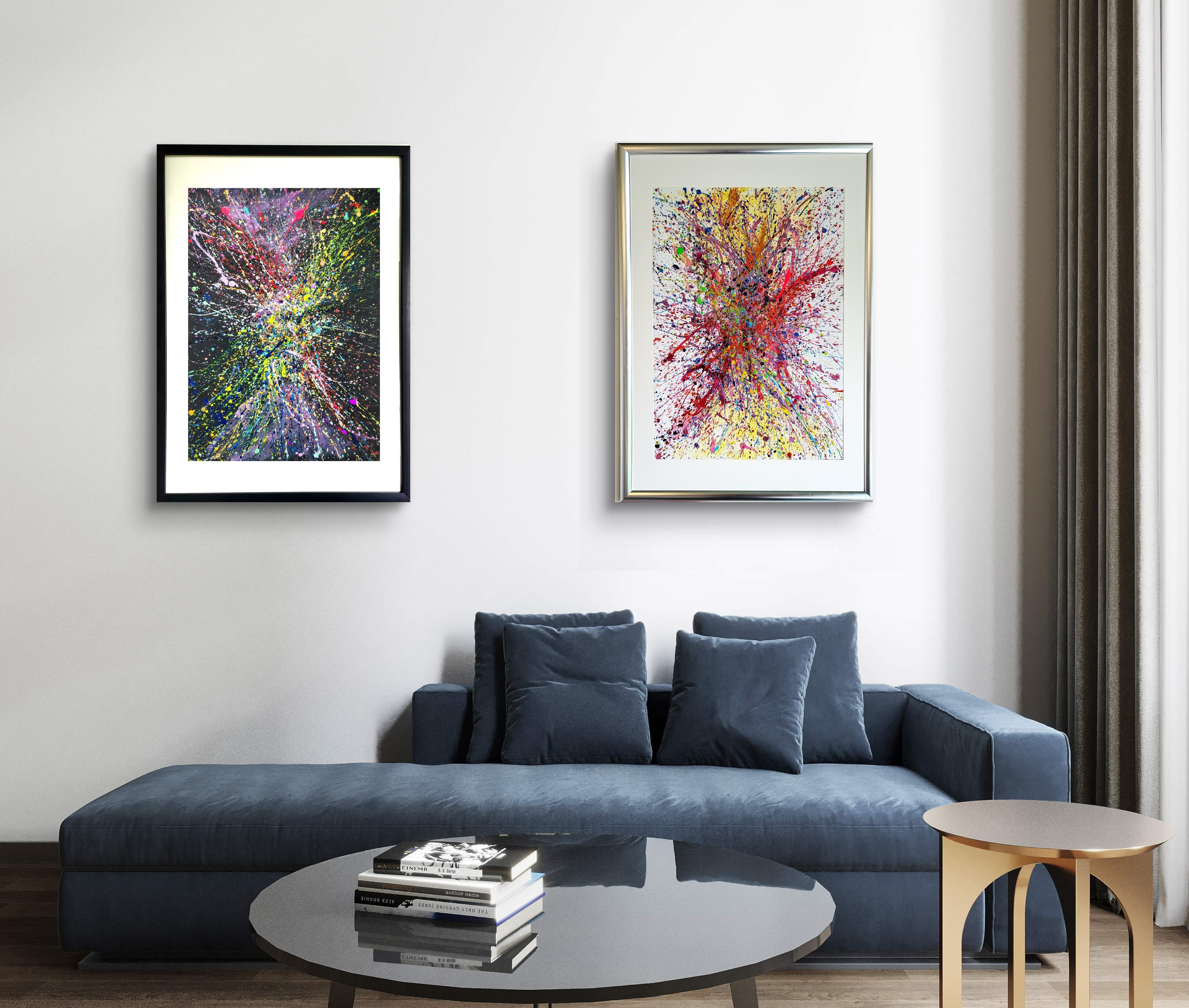 私たちの存在X / 抽象画 77×56㎝ B2 額縁セット 原画1点 モダン 私たちの存在X 2枚セット / 抽象画 77×56㎝ B2 額縁セット 原画1