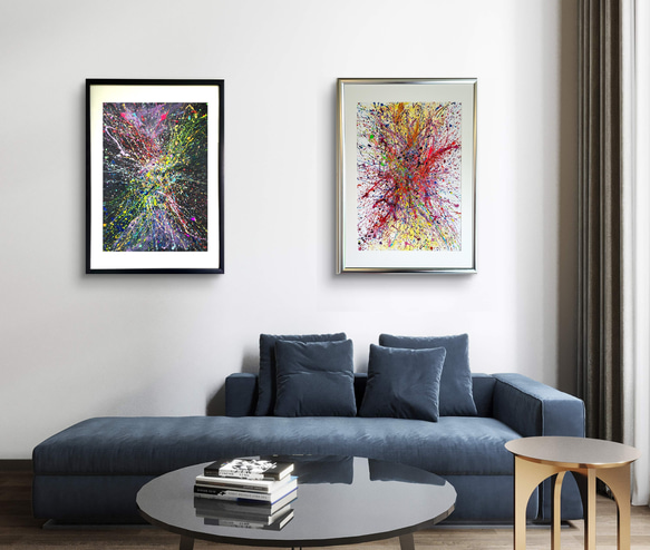 私たちの存在X / 抽象画 77×56㎝ B2 額縁セット 原画1点 モダン 私たちの存在X 2枚セット / 抽象画 77×56㎝ B2 額縁セット 原画1