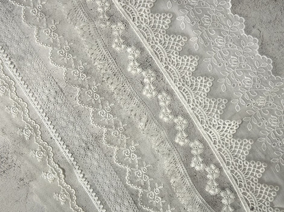 NEW ◆ 2m×8点 ◆ 訳ありレースの福袋 / ホワイト系 ◆ lace-No,193 7枚目の画像