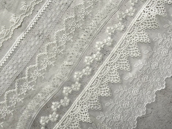 NEW ◆ 2m×8点 ◆ 訳ありレースの福袋 / ホワイト系 ◆ lace-No,193 2枚目の画像
