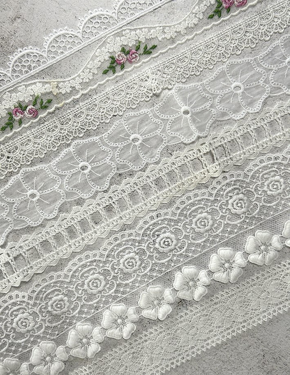 NEW ◆ 2m×8点 ◆ 訳ありレースの福袋 / ホワイト系 ◆ lace-No,193 17枚目の画像