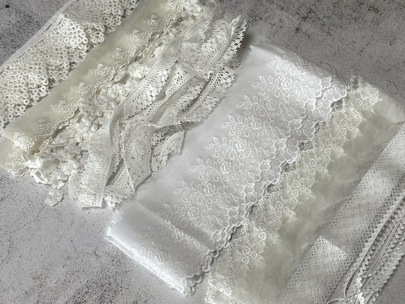 NEW ◆ 2m×8点 ◆ 訳ありレースの福袋 / ホワイト系 ◆ lace-No,193 1枚目の画像
