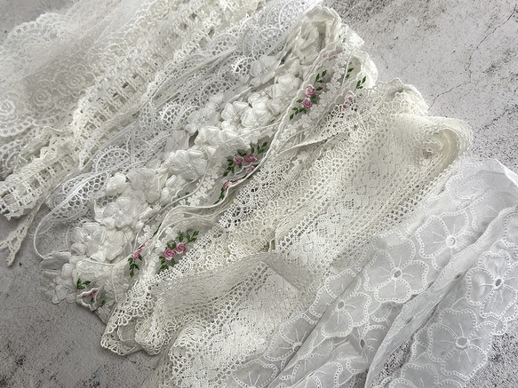 NEW ◆ 2m×8点 ◆ 訳ありレースの福袋 / ホワイト系 ◆ lace-No,193 14枚目の画像
