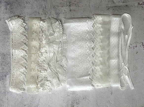 NEW ◆ 2m×8点 ◆ 訳ありレースの福袋 / ホワイト系 ◆ lace-No,193 5枚目の画像