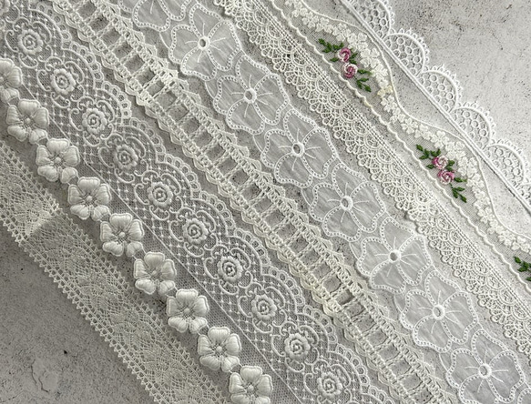 NEW ◆ 2m×8点 ◆ 訳ありレースの福袋 / ホワイト系 ◆ lace-No,193 10枚目の画像