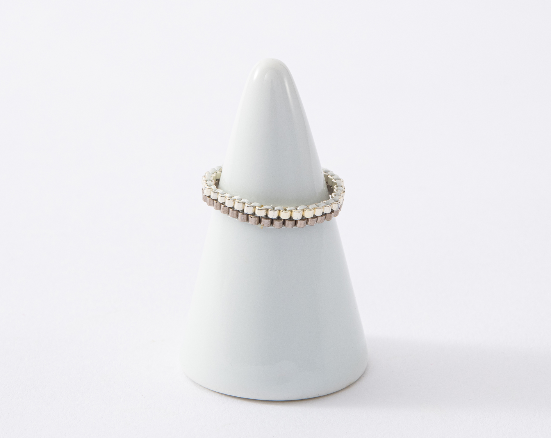 ２色２段ビーズリングGray & Silver （みやび008-RNG- Gr＆S ）みやびシリーズ