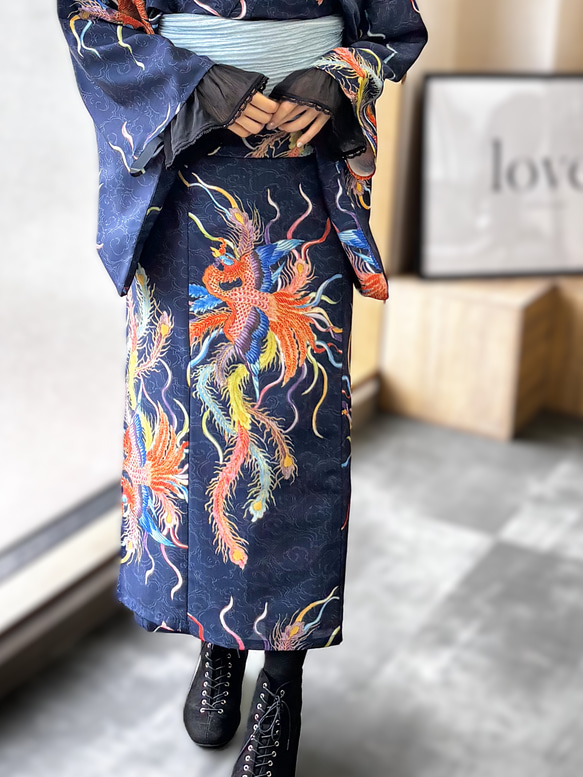 九谷焼作家が描く文様 ユニセックス浴衣・帯セット 鳳凰【KUTANI×KIMONO】 14枚目の画像
