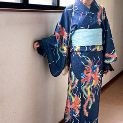 九谷焼作家が描く文様 ユニセックス浴衣・帯セット 鳳凰【KUTANI×KIMONO】 13枚目の画像