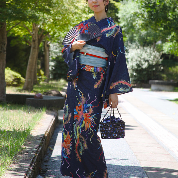 九谷焼作家が描く文様 ユニセックス浴衣・帯セット 鳳凰【KUTANI×KIMONO】 8枚目の画像